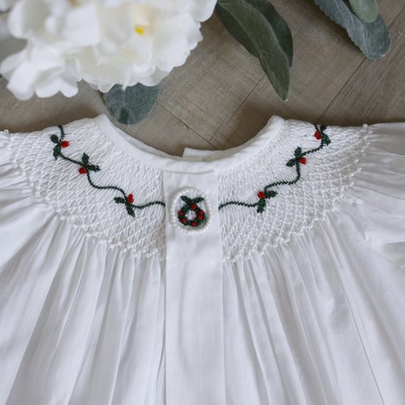 RARE Strasburg Dress White Smocked Bishop Wreath Pearls Special Occasion 2T/3 - Picture 3 of 4